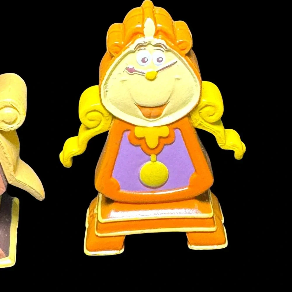 Disney Beauty And The Beast Figures Belle Cogsworth Lumiere Cake Topper Lot Of 4